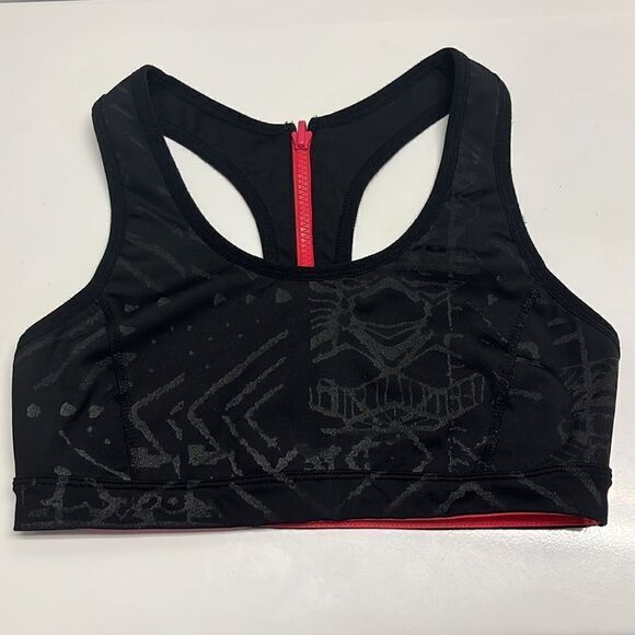Free People Movement Black/Gray/Coral Abstract Pullover Zip-Up Sports Bra- Small - Picture 8 of 13